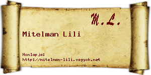 Mitelman Lili névjegykártya